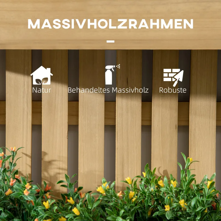 Outsunny Hochbeet Massivholz, Pflanzbeet Frühbeet Gartenbeet mit verstellbarem Blumenkasten, Wand, Pflanzkasten Pflanzkübel 60x16x80cm für Terrasse, Balkon, Gartenspalier für Blumen Pflanzen Naturholz – Bild 8