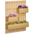 Outsunny Hochbeet Massivholz, Pflanzbeet Frühbeet Gartenbeet mit verstellbarem Blumenkasten, Wand, Pflanzkasten Pflanzkübel 60x16x80cm für Terrasse, Balkon, Gartenspalier für Blumen Pflanzen Naturholz - Thumbnail 1