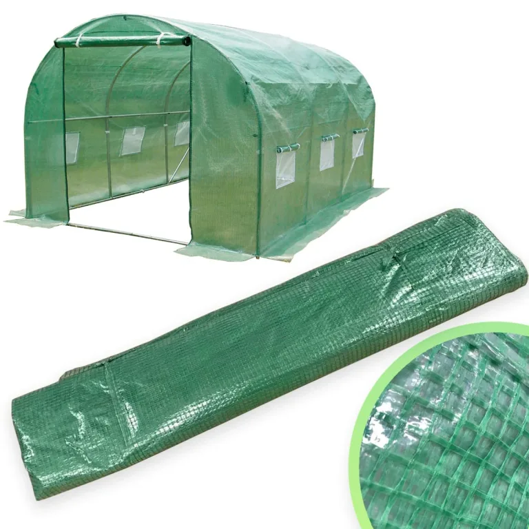 Gewächshaus Foliengewächshaus 2x2m mit Stahlfundament - Grün Folientunnel Gewächshaus für Tomaten 2x2 mit UV4 - Groß Gewächshäuser Folie 140g/m2- Foliengewächshaus Stabil 200x200 cm - 4m2 – Bild 6