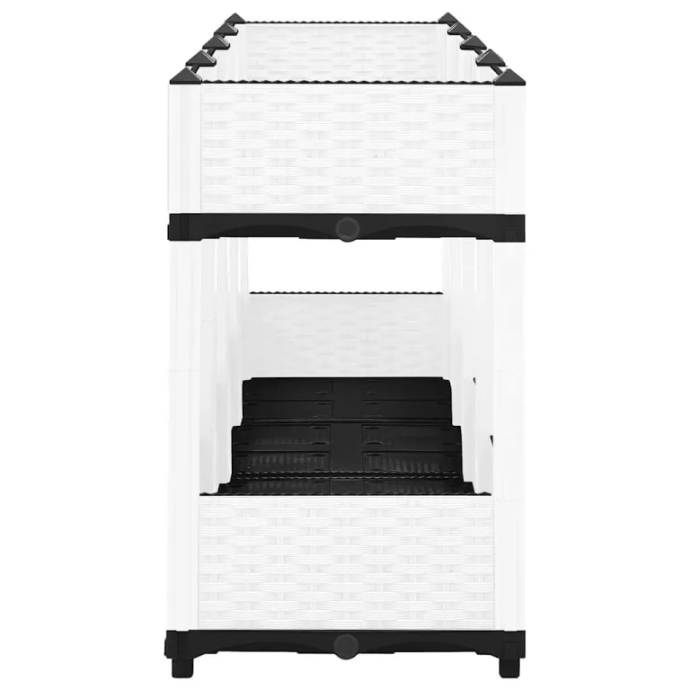 vidaXL Hochbeet, Kräuterbeet Gemüsebeet zum Selber Bauen, Blumenkasten im Rattan-Look, Pflanzkasten für Garten Terrasse Balkon, Polypropylen – Bild 6