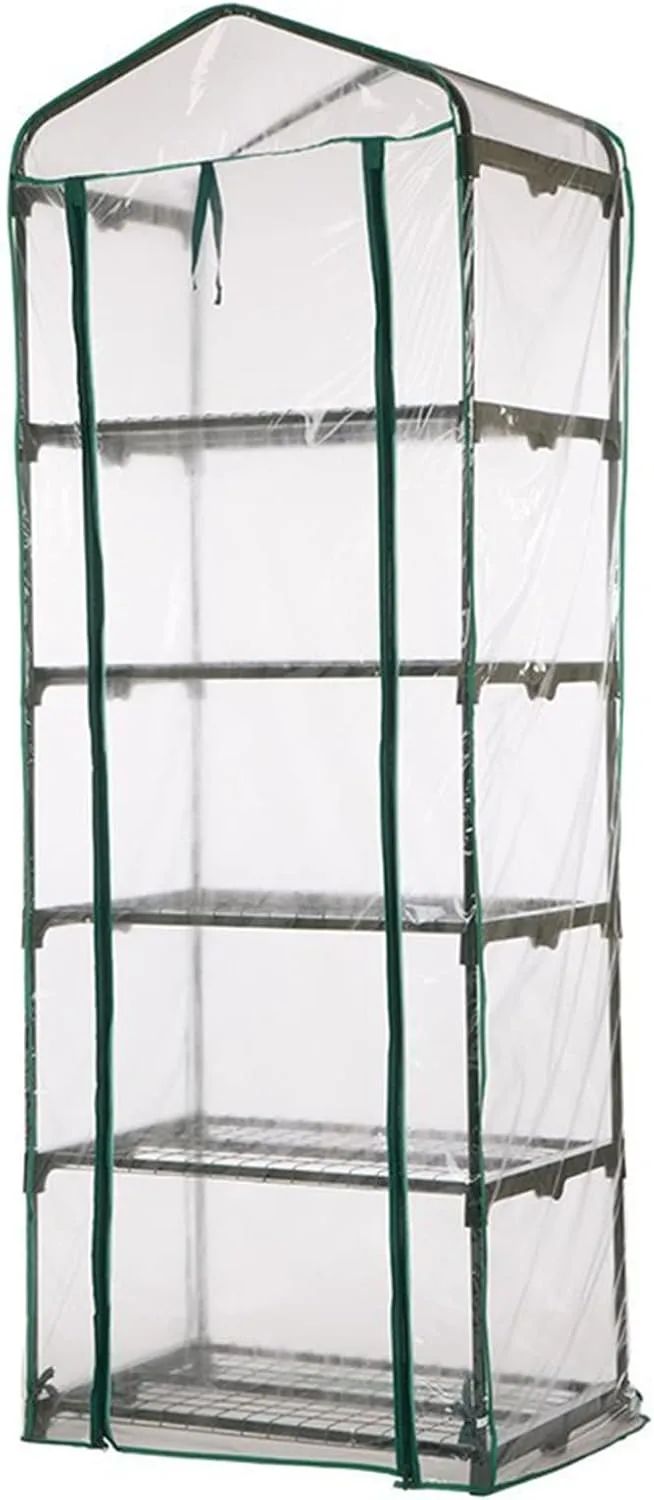 Aewächshaus Abdeckung, Ohne Regal, Aufrollbare Tür Treibhaus Anzuchthaus Gartenhaus, Frühbeet Tomatenhaus Gemüse Gewächshaus, PVC Abdeckung Transparent für Garten Balkon, Foliengewächshaus Gewächshaus – Bild 7