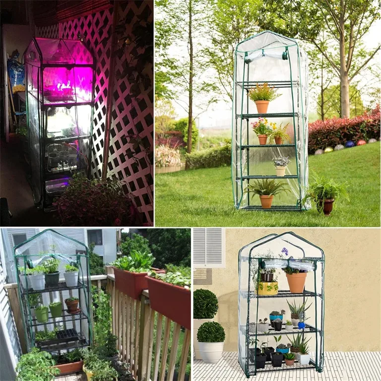 Aewächshaus Abdeckung, Ohne Regal, Aufrollbare Tür Treibhaus Anzuchthaus Gartenhaus, Frühbeet Tomatenhaus Gemüse Gewächshaus, PVC Abdeckung Transparent für Garten Balkon, Foliengewächshaus Gewächshaus – Bild 6