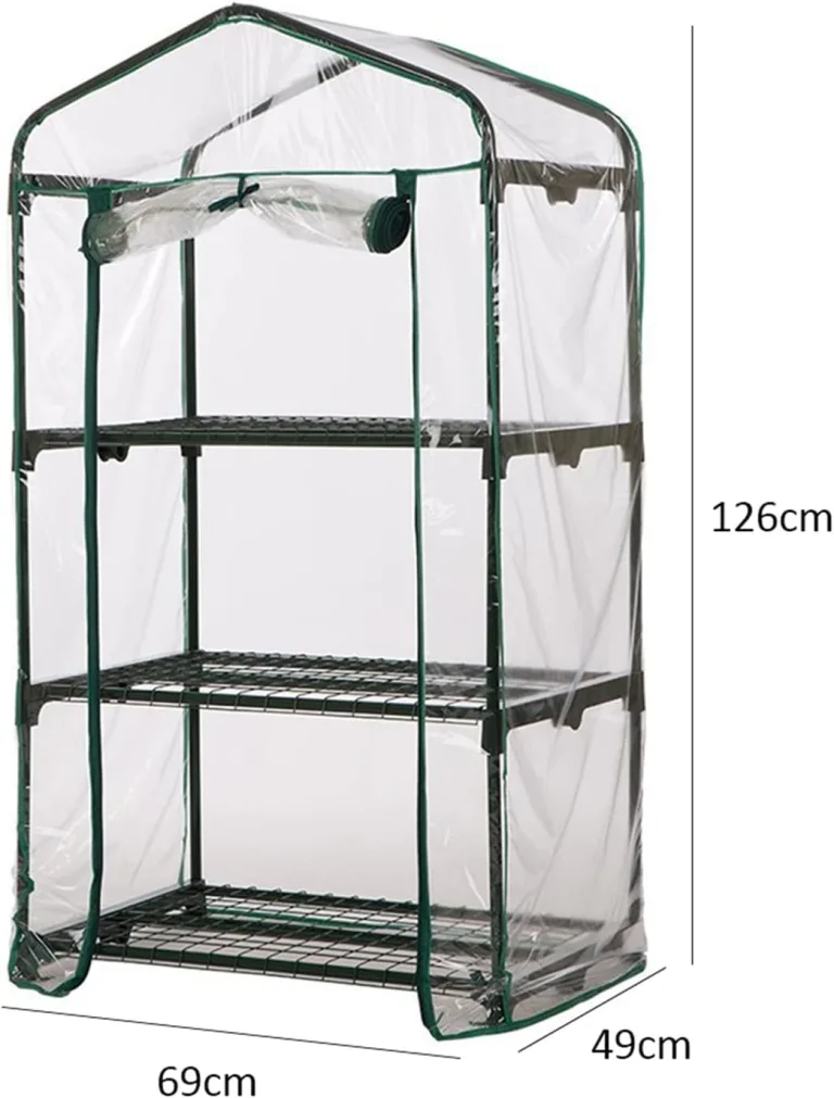 Aewächshaus Abdeckung, Ohne Regal, Aufrollbare Tür Treibhaus Anzuchthaus Gartenhaus, Frühbeet Tomatenhaus Gemüse Gewächshaus, PVC Abdeckung Transparent für Garten Balkon, Foliengewächshaus Gewächshaus – Bild 4