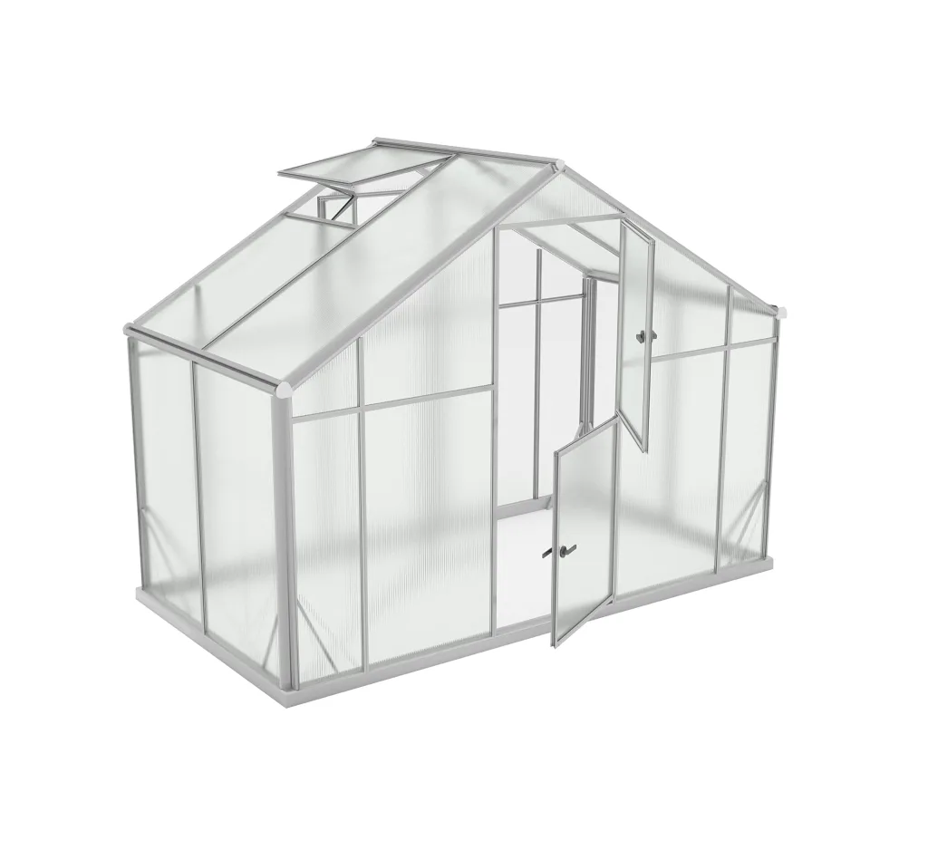 Aluminium Gewächshaus Glas 150x290 cm - Gewächshäuser - Treibhaus Gewächshaus mit Fundament - Glashaus Tomaten - Gewaechshaus 4,35m2 - Greenhouse Outdoor - 6 mm Platten