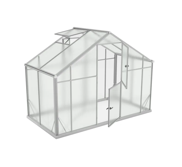 Aluminium Gewächshaus Glas 150x290 cm - Gewächshäuser - Treibhaus Gewächshaus mit Fundament - Glashaus Tomaten - Gewaechshaus 4,35m2 - Greenhouse Outdoor - 6 mm Platten – Bild 1