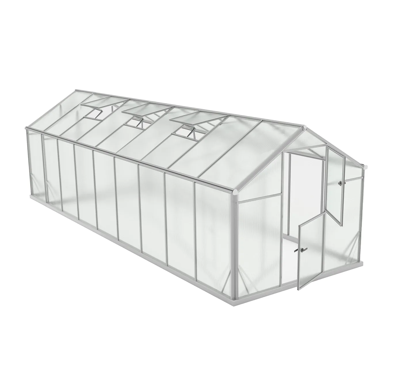 Aluminium Gewächshaus Glas 640x220 cm - Gewächshäuser Groß - Treibhaus Gewächshaus mit Fundament - Glashaus Tomaten - Gewaechshaus 14,3m2 - Greenhouse Outdoor - 6 mm Platten - Bild 1