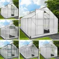 BRAST Gewächshaus Aluminium mit Fundament | 42 Modelle | 130x190x195cm - 490x250x235cm | TÜV geprüft | 6mm Hohlkammerplatten | rostfrei wetterfest temperaturbeständig | 380x190x195cm Grau - Thumbnail 2