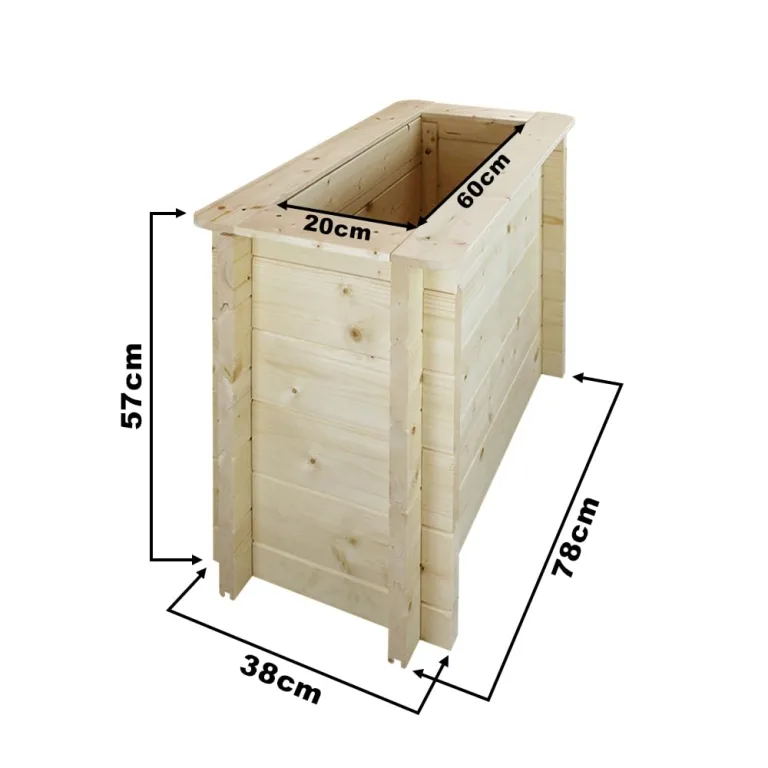 TIMBELA Hochbeet Holz - 78x38xH57 cm - Blumenbeet für Garten - Kräuterbeet - Pflanzkasten Holz - Hochbeet Balkon Garten Terrasse - Solid 28 mm Pine/Spruce Wood M612 – Bild 4