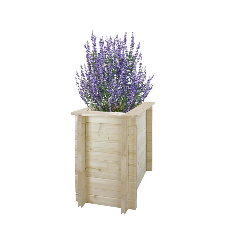 TIMBELA Hochbeet Holz - 78x38xH57 cm - Blumenbeet für Garten - Kräuterbeet - Pflanzkasten Holz - Hochbeet Balkon Garten Terrasse - Solid 28 mm Pine/Spruce Wood M612 – Bild 8