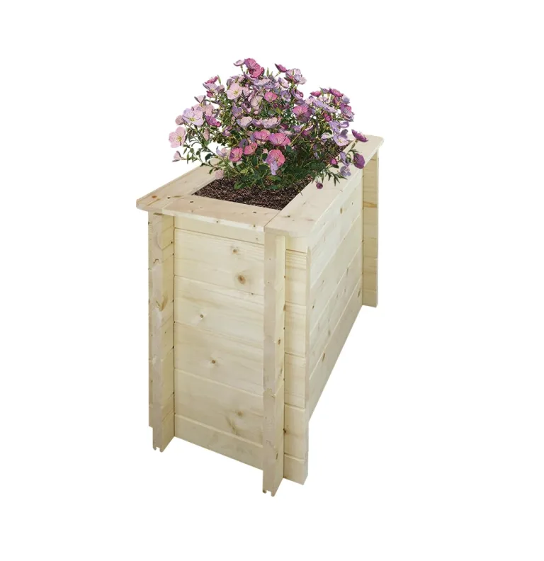 TIMBELA Hochbeet Holz - 78x38xH57 cm - Blumenbeet für Garten - Kräuterbeet - Pflanzkasten Holz - Hochbeet Balkon Garten Terrasse - Solid 28 mm Pine/Spruce Wood M612 – Bild 1