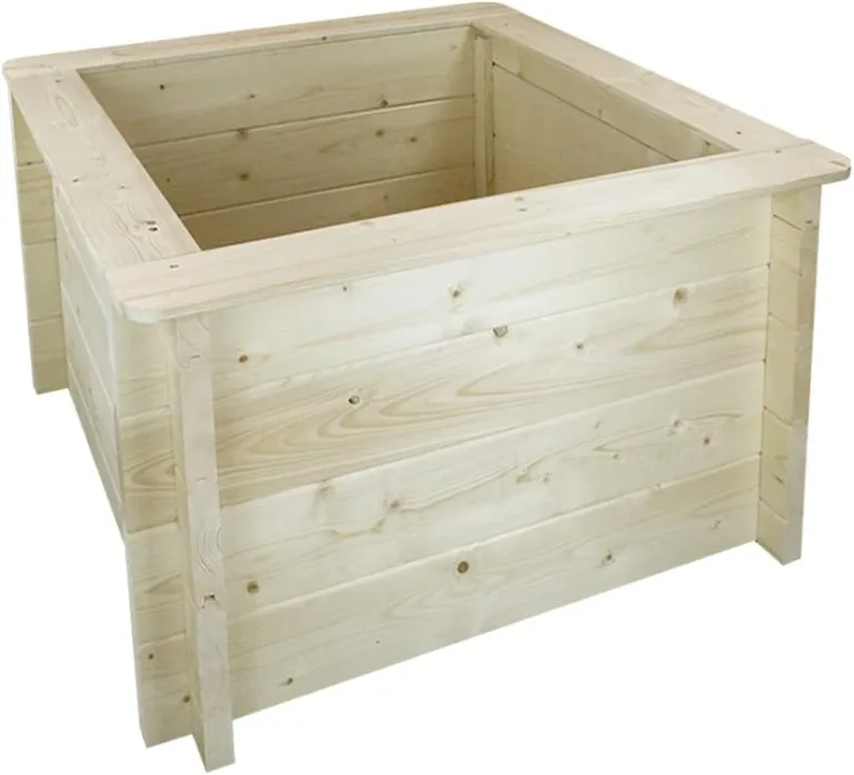 TIMBELA Hochbeet Holz - 78x78xH46 cm - Blumenbeet für Garten - Kräuterbeet - Pflanzkasten Holz - Hochbeet Balkon Garten Terrasse - Solid 28 mm Pine/Spruce Wood M620 – Bild 2