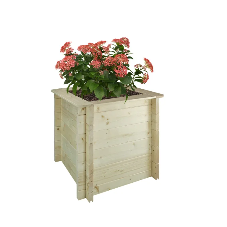 TIMBELA Hochbeet Holz - 38x38xH35 cm - Pflanzkasten für Garten - Kräuterbeet - Blumenkasten Holz - Hochbeet Balkon Garten Terrasse - Solid 28 mm Pine/Spruce Wood M610 – Bild 9