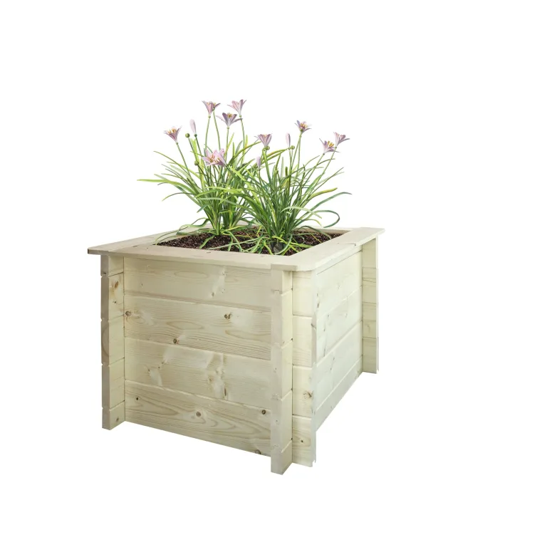 TIMBELA Hochbeet Holz - 38x38xH35 cm - Pflanzkasten für Garten - Kräuterbeet - Blumenkasten Holz - Hochbeet Balkon Garten Terrasse - Solid 28 mm Pine/Spruce Wood M610 – Bild 10