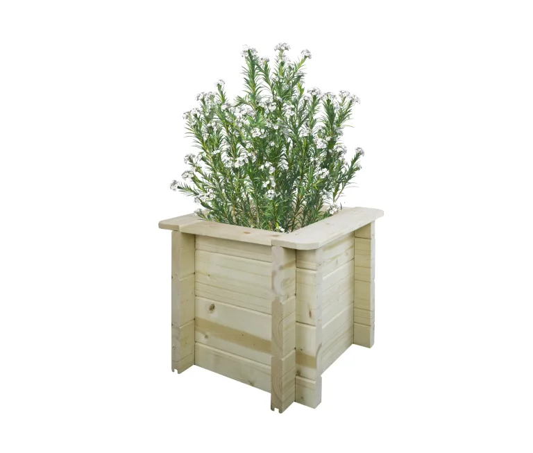 TIMBELA Hochbeet Holz - 38x38xH35 cm - Pflanzkasten für Garten - Kräuterbeet - Blumenkasten Holz - Hochbeet Balkon Garten Terrasse - Solid 28 mm Pine/Spruce Wood M610 – Bild 1