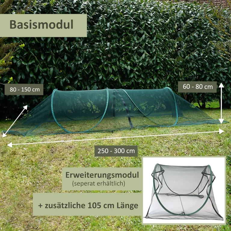 NATIV Pflanztunnel aus grünem Netzmaterial, Gartentunnel mit Stahlbügeln und Erdankern, Gemüseschutz und Vogelschutznetz, Alternative zum Folientunnel für Gemüsebeet, Hochbeet und Hausgarten – Bild 5