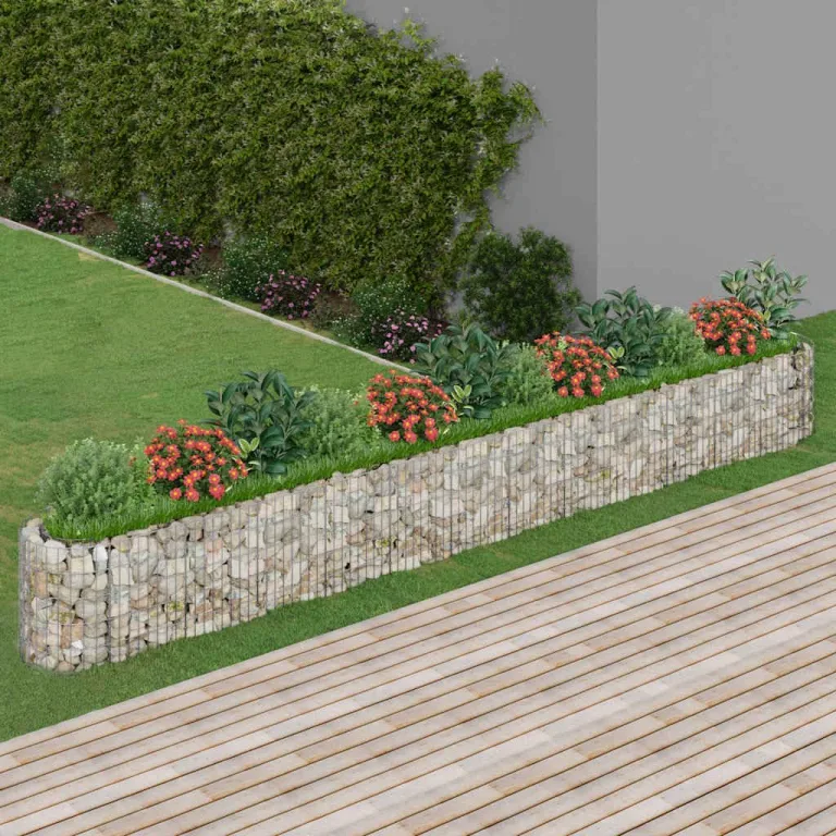 vidaXL Gabionen Hochbeet Steinkorb Pflanzkorb Gabionenkorb Pflanzkasten Pflanzkübel Pflanzbeet Garten Verzinktes Eisen 470x50x50 cm – Bild 2