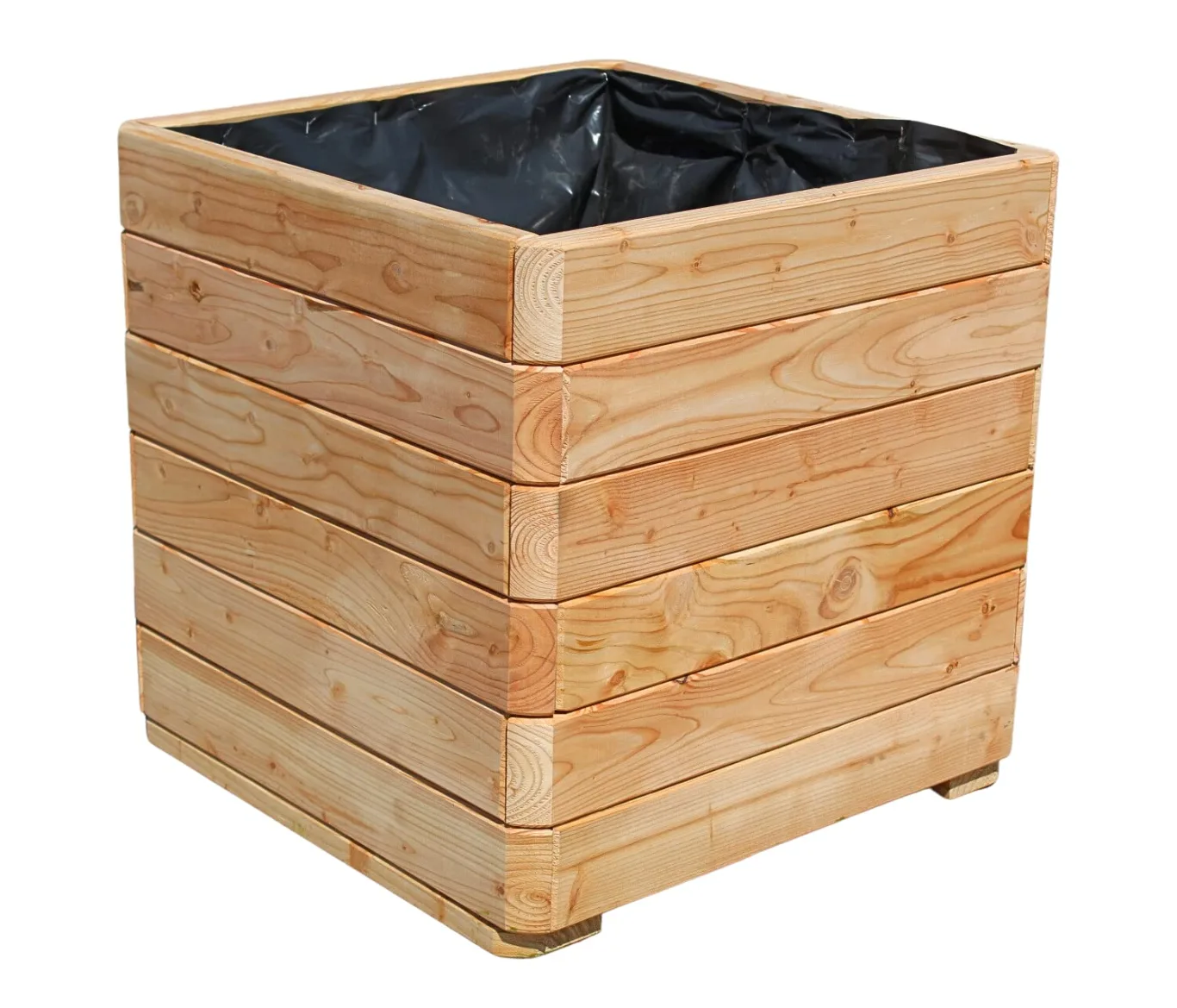 Gartenwelt Riegelsberger Massiver Pflanzkasten Mammut 58x58x57 cm aus Lärchenholz Natur Blumenkasten Blumentopf Pflanzkübel Kräutertopf Balkonkasten fertig montiert - Bild 1