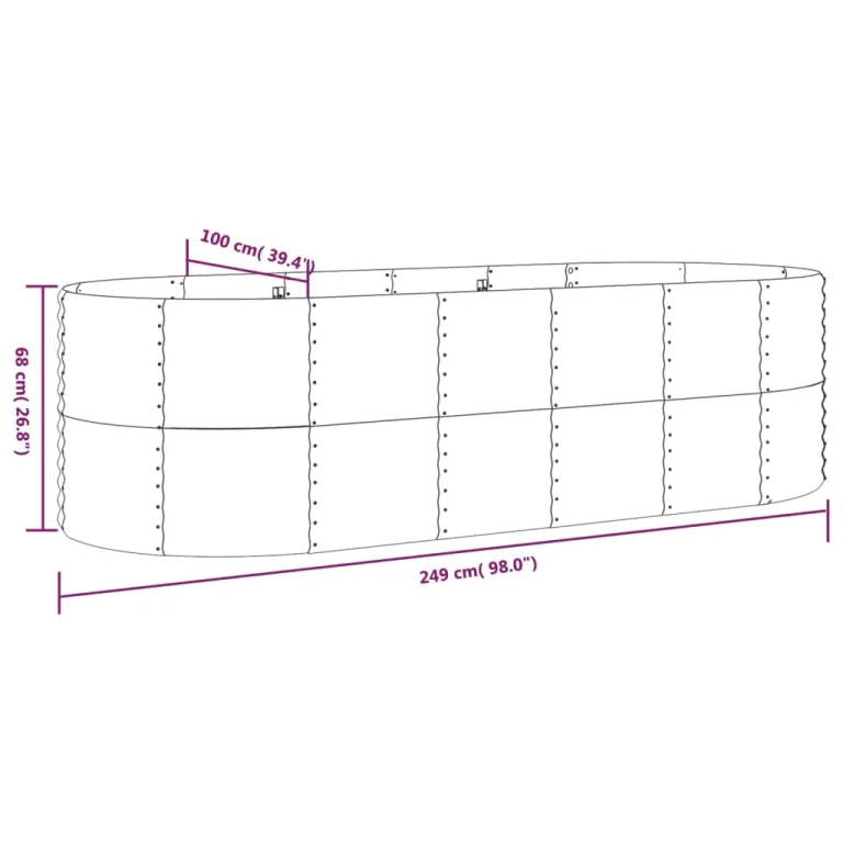 vidaXL Hochbeet, Wetterfestes Hochbeet für Garten Balkon Terrasse, Kräuterhochbeet zum Selber Bauen, Pflanzkasten aus Metall, Pulverbeschichteter Stahl Grau – Bild 3
