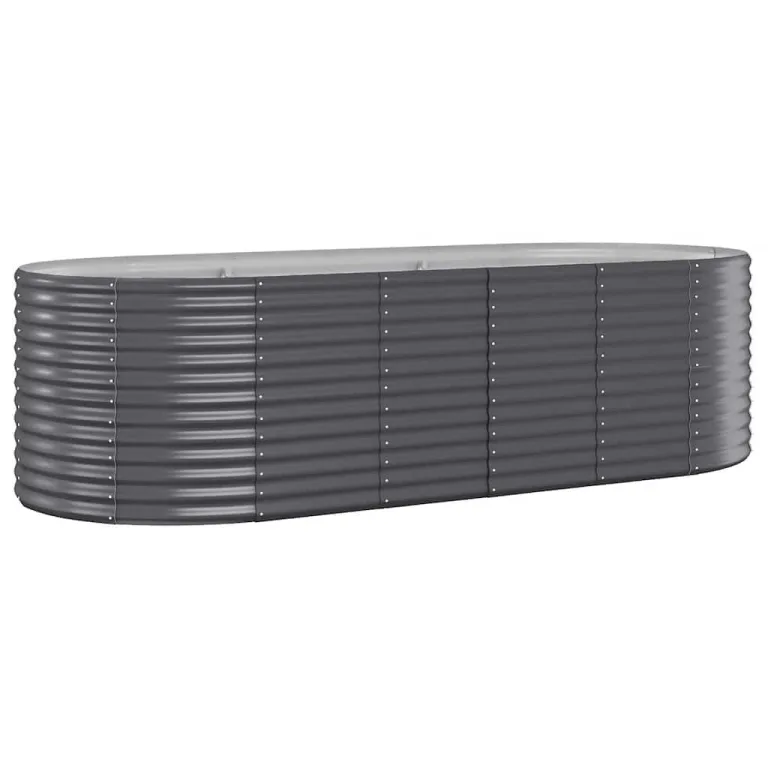 vidaXL Hochbeet, Wetterfestes Hochbeet für Garten Balkon Terrasse, Kräuterhochbeet zum Selber Bauen, Pflanzkasten aus Metall, Pulverbeschichteter Stahl Grau – Bild 6