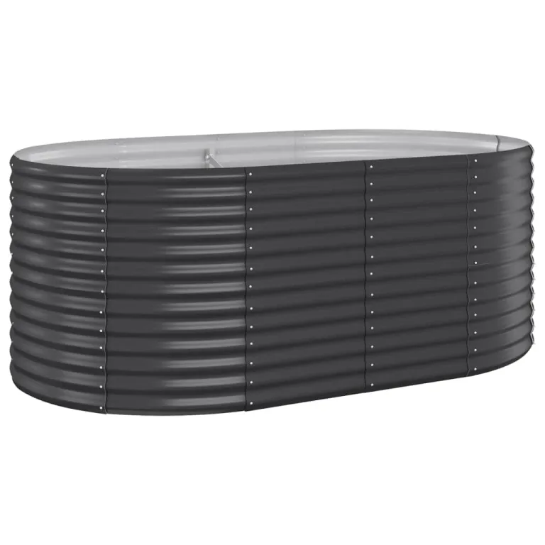 vidaXL Hochbeet, Wetterfestes Hochbeet für Garten Balkon Terrasse, Kräuterhochbeet zum Selber Bauen, Pflanzkasten aus Metall, Pulverbeschichteter Stahl Grau – Bild 10