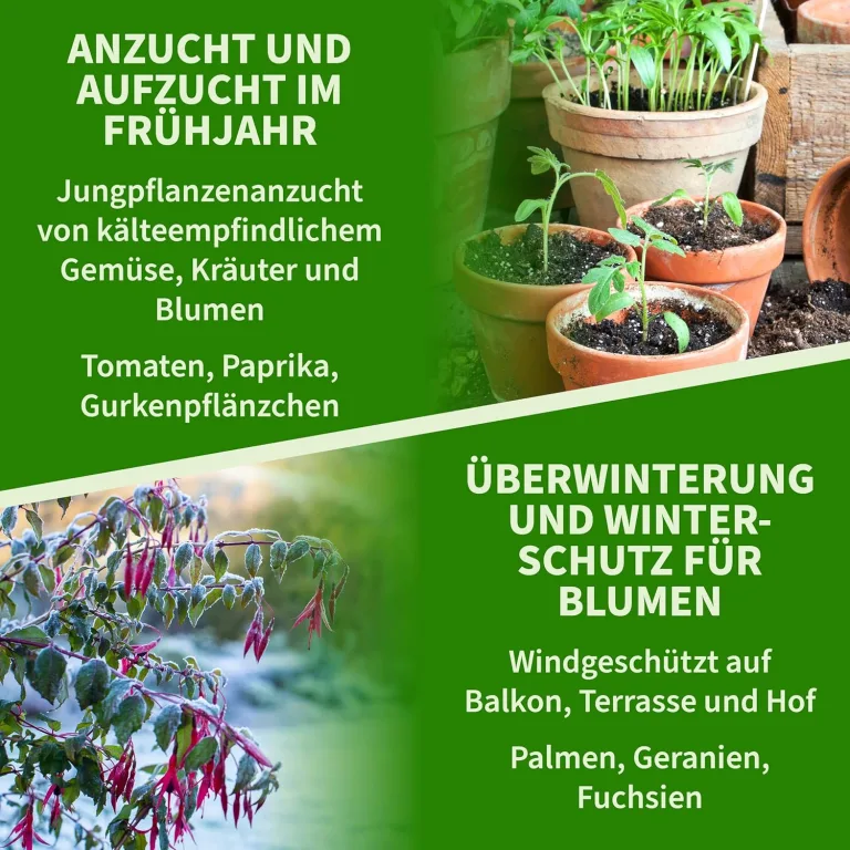 TTL Garden Foliengewächshaus 195 x 143 x 73 cm grün - Tomaten & Pflanzen Gewächshaus Treibhaus mit Gitter Schutzfolie, 2 Fenster mit Fliegengitter Bodenanker 6 Etagen + Regal Böden Winterfest – Bild 7