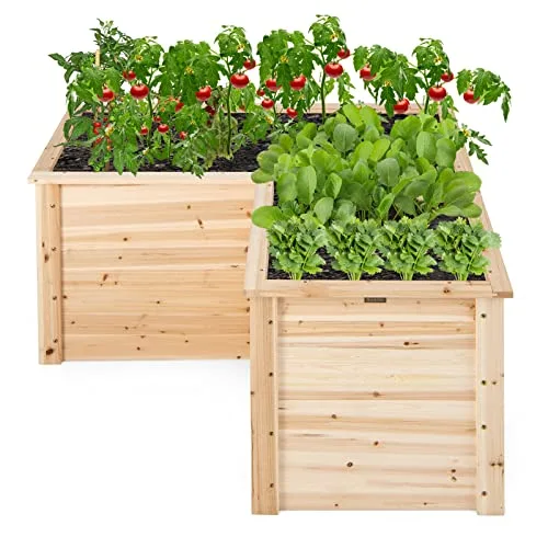 RELAX4LIFE Hochbeet Holz, Blumenbeet ohne Bodenplatte, Pflanzkasten Anzuchtbeet, Pflanzenbeet Frühbeet Gemüsebeet für Balkom Terrasse Garten Outdoor (L-formig) – Bild 10