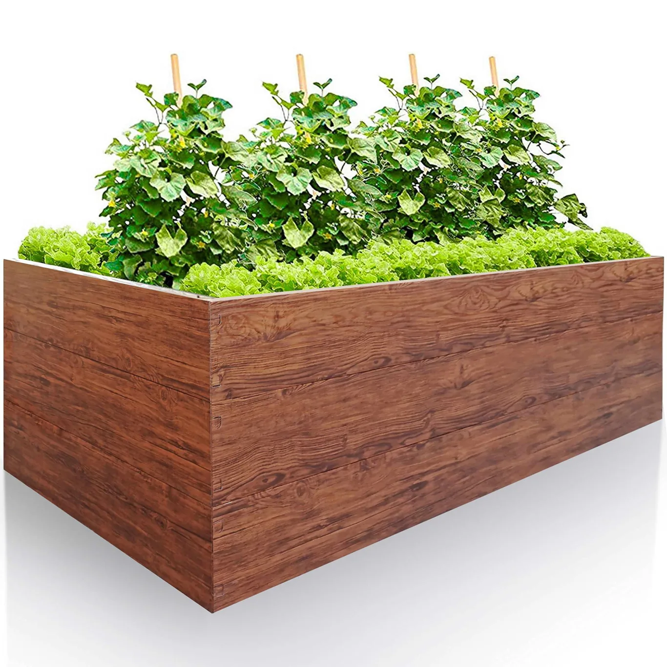 Hochbeet für Garten 170x85x63 cm Metall, Holzoptik - Hochbeet-Kit aus Premium-Polymerbeschichtetem Stahl, Rechteckig, Langlebiges Gartenbeet für Kräuter und Gemüse mit Maulwurfnetz - Bild 1