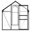 HOMIUSE Gewächshaus mit Fundamentrahmen Anthrazit Aluminimum 7,03 m³ 190x370x202 cm Gewächshaus Glas Balkon Gewächshaus Winterfest Gewächshaus Heizung Gewächshäuser Gewächshaus Groß Glashaus - Thumbnail 3