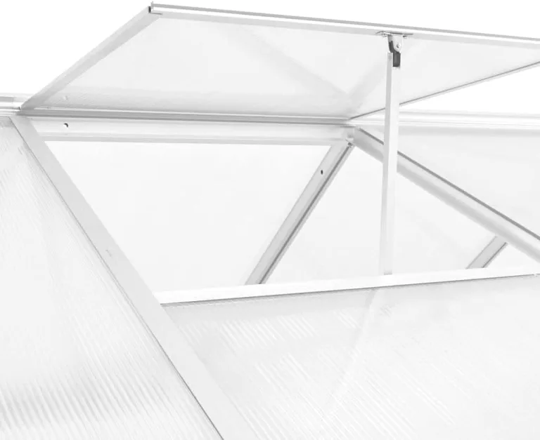 Gewächshaus Aluminium 362x190x195 cm 13,41 m³ Groß Glas Anlehngewächshaus Winterfest Heizung Tomatenhaus Glashaus Smart Garden – Bild 4