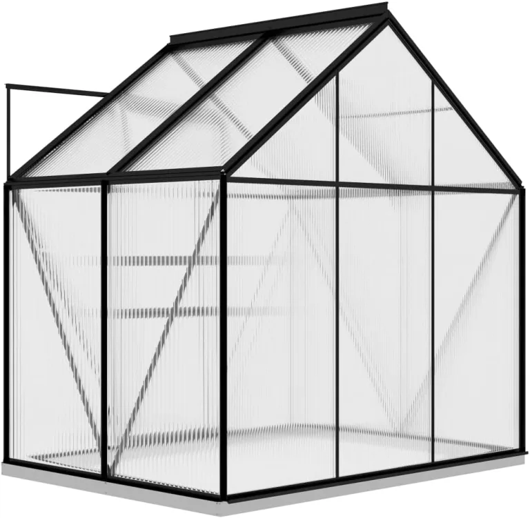 Gewächshaus Anthrazit Aluminium 2,47 m² 190x130x202 cm Gewächshaus Glas Anlehngewächshaus Gewächshaus Winterfest Gewächshaus Heizung Tomatenhaus GartenGewächshäuser Glashaus Smart Garden – Bild 8