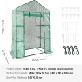 VEVOR Begehbares Gewächshaus, 1,4 x 0,7 x 2,0 m Gewächshaus mit Regalen, Aufbau in Minuten, hochfeste PE-Abdeckung mit Tür & Fenstern und Stahlrahmen, geeignet zum Bepflanzen und Aufbewahren, Grün - Thumbnail 7