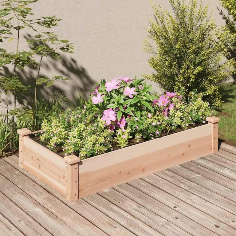 vidaXL Hochbeet, Pflanzbeet mit Einsatz, Pflanzkübel für Blumen Obst Gemüse, Kräuterbeet Gemüsebeet für Garten Balkon Terrasse, Massivholz Tanne – Bild 3