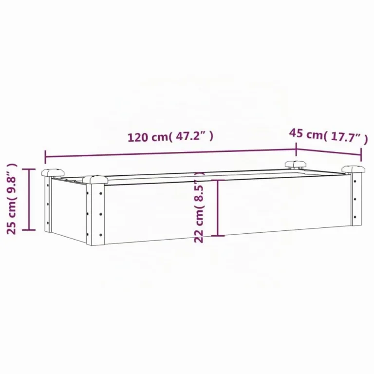 vidaXL Hochbeet mit Einsatz 120x45x25 cm Massivholz Tanne – Bild 3