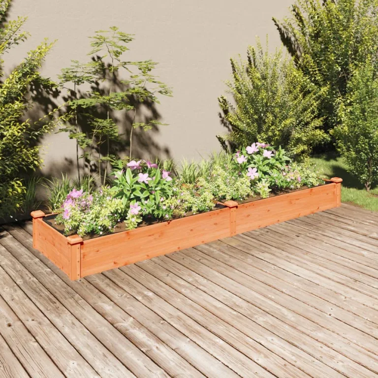 vidaXL Hochbeet, Pflanzbeet mit Einsatz, Pflanzkübel für Blumen Obst Gemüse, Kräuterbeet Gemüsebeet für Garten Balkon Terrasse, Braun Massivholz Tanne – Bild 2