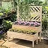 GOPLUS 2 Etagen Hochbeet mit Rankgitter, Pflanzkasten mit Rankhilfe, Gartenspalier Blumenkasten mit Entwässerungsloch für Kletterpflanzen Blumen (Natur) – Bild 2