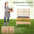 GOPLUS 2 Etagen Hochbeet mit Rankgitter, Pflanzkasten mit Rankhilfe, Gartenspalier Blumenkasten mit Entwässerungsloch für Kletterpflanzen Blumen (Natur) - Thumbnail 4