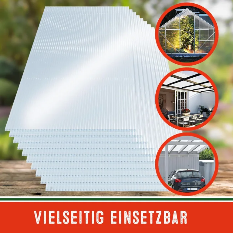 GARDEBRUK® 10x Doppelstegplatten 6mm Zuschneidbar 121x60,5cm Polycarbonat 7,3m² UV-beständig Klar Hohlkammerplatten Gewächshaus Platten Stegplatten – Bild 4