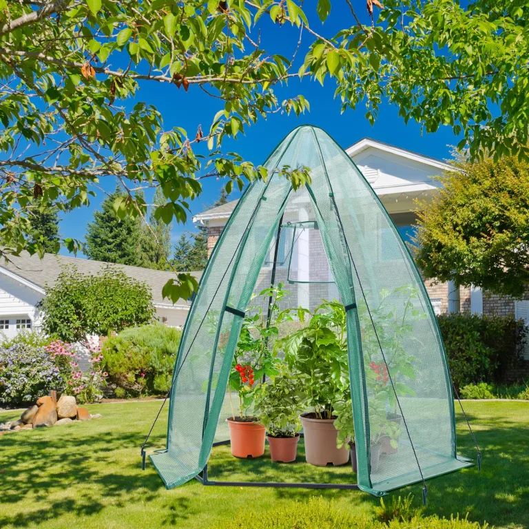 Ohuhu gewächshaus Foliengewächshaus, PE Halbtransparente Tomatengewächshaus 160x180 cm für Pflanzen Wetterfest Mehrzwecktreibhaus Pflanzenhaus Grün – Bild 8