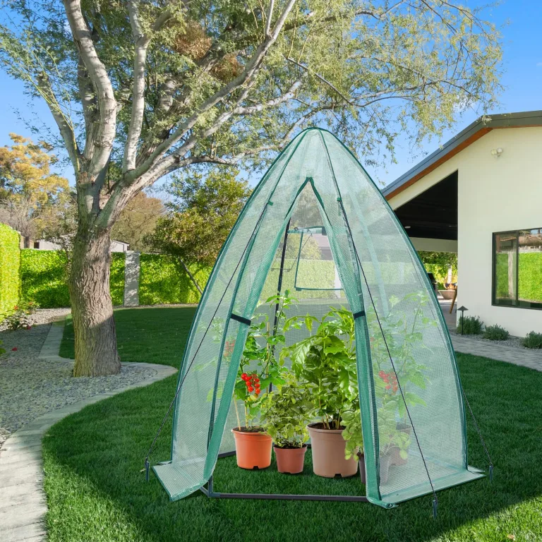 Ohuhu gewächshaus Foliengewächshaus, PE Halbtransparente Tomatengewächshaus 160x180 cm für Pflanzen Wetterfest Mehrzwecktreibhaus Pflanzenhaus Grün – Bild 9