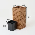 Pflanzkübel Holz – imprägniert wetterfest – mit herausnehmbarem Kunststoffeinsatz – Pflanztopf Blumenkasten für Balkon Garten Terrasse (Horizontal-braun 36x36 H80 cm) - Thumbnail 3