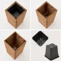 Pflanzkübel Holz – imprägniert wetterfest – mit herausnehmbarem Kunststoffeinsatz – Pflanztopf Blumenkasten für Balkon Garten Terrasse (Horizontal-braun 36x36 H80 cm) - Thumbnail 5