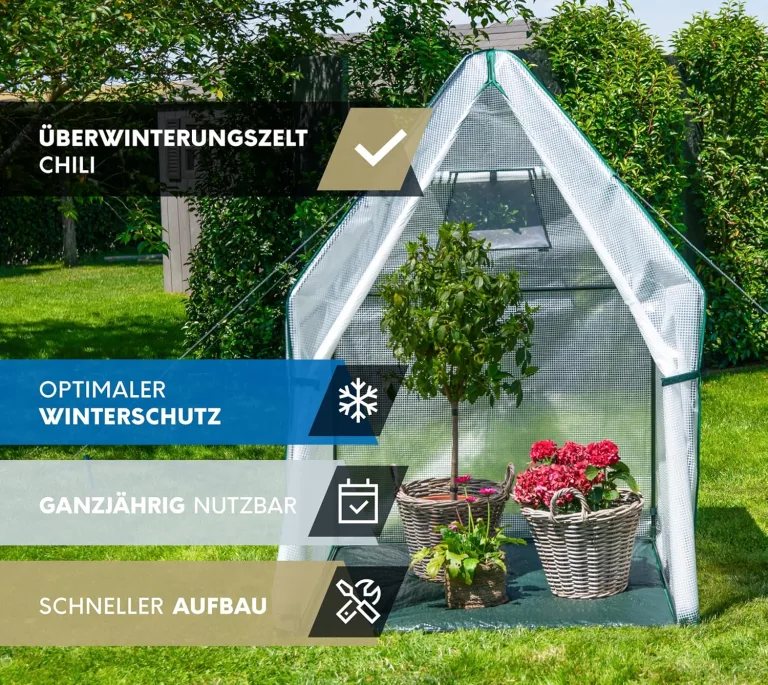 Westmann Überwinterungszelt Chili | 120x120x180 cm Weiß| Pflanzenschutz & Foliengewächshaus zum Überwintern von Pflanzen – Bild 2