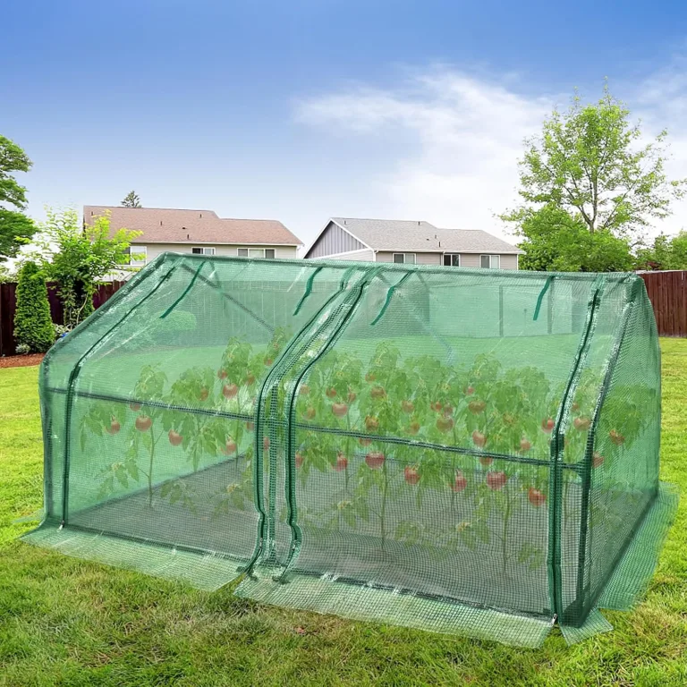 Froadp Gewächshaus Klein Tomatenhaus aus 140g/m² HDPE und Eisengerüst Mini Gewächshaus 180x90x90cm mit 2 Rolltoren für Gärten Balkone Terrassen Hinterhöfe (Grüne Isolierte Bezug) – Bild 9