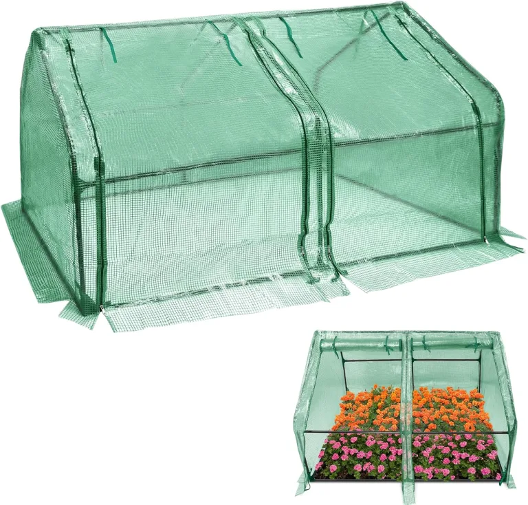 Mini Gewächshaus Tomatengewächshaus 180x90x90cm Foliengewächshaus Tomatenhaus Frühbeet Treibhaus mit Fenster & Tür HDPE Regenschutz UV-beständig Frostbeständig (Grün - Wärmeabdeckung) – Bild 1