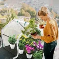 Mini Gewächshaus Tomatengewächshaus 180x90x90cm Foliengewächshaus Tomatenhaus Frühbeet Treibhaus mit Fenster & Tür Glasfaser Insektensicher Atmungsaktiv (Weiß - Insektenschutzabdeckung) - Thumbnail 9