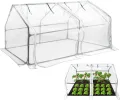 Mini Gewächshaus Tomatengewächshaus 180x90x90cm Foliengewächshaus Tomatenhaus Frühbeet Treibhaus mit Fenster & Tür Glasfaser Insektensicher Atmungsaktiv (Weiß - Insektenschutzabdeckung) - Thumbnail 1