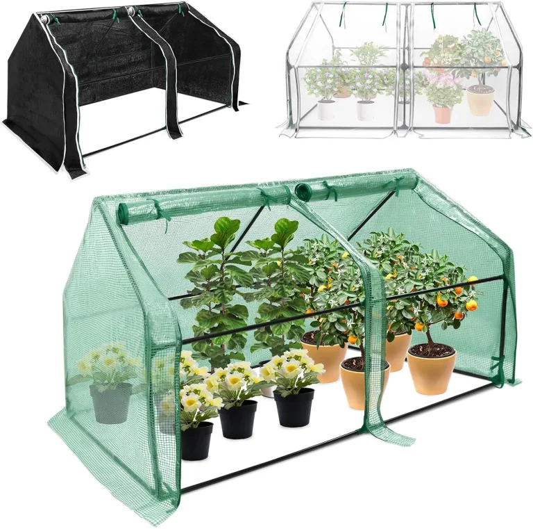 Aufun Mini-Gewächshaus Pflanzenwärmehaus Treibhaus Tomatenhaus mit Aufrollbare Tür, Tomatengewächshaus Foliengewächshaus für Außen und Innen, Hinterhof, 180 ×90×90 cm, Grün – Bild 1