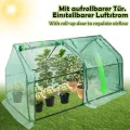 Gewächshaus Foliengewächshaus Tomatenhaus Frühbeet mit 2 aufrollbare Tür, Isoliertasche, Spitzdach, niedrig, UV-beständige für Garten Aufzucht Pflanzen - Grün, 180 x 90 x 90cm - Thumbnail 4