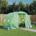 vidaXL Gewächshaus, Foliengewächshaus mit Stahlrahmen, Tomatengewächshaus mit Reißverschlusstür Fenstern, Treibhaus Folientunnel Frühbeet, Grün 6m² 3x2x2m - Thumbnail 2