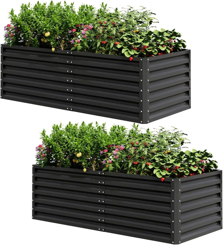 UDPATIO Hochbeet aus Metall,180x60x90 cm, Zink-Aluminium Freistehendes Hochbeete für Garten und Balkon, 970 L Pflanzkasten für Garten, zum Anbau von Gemüse, Blumen und Obst, Grauschwarz – Bild 9